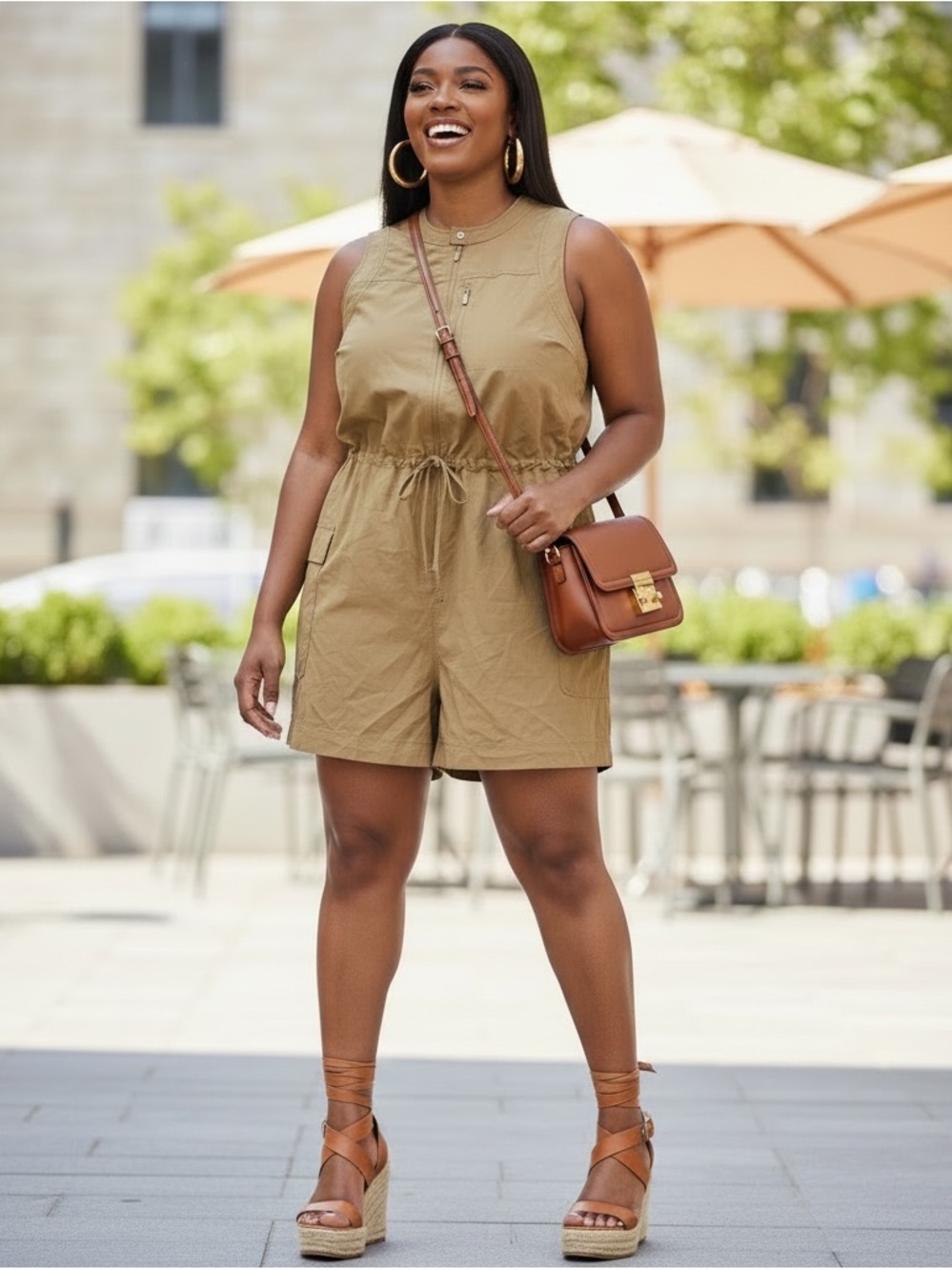Sporty Utility Casual Old Navy Stretch Tech Zip Romper 3” stone castle
